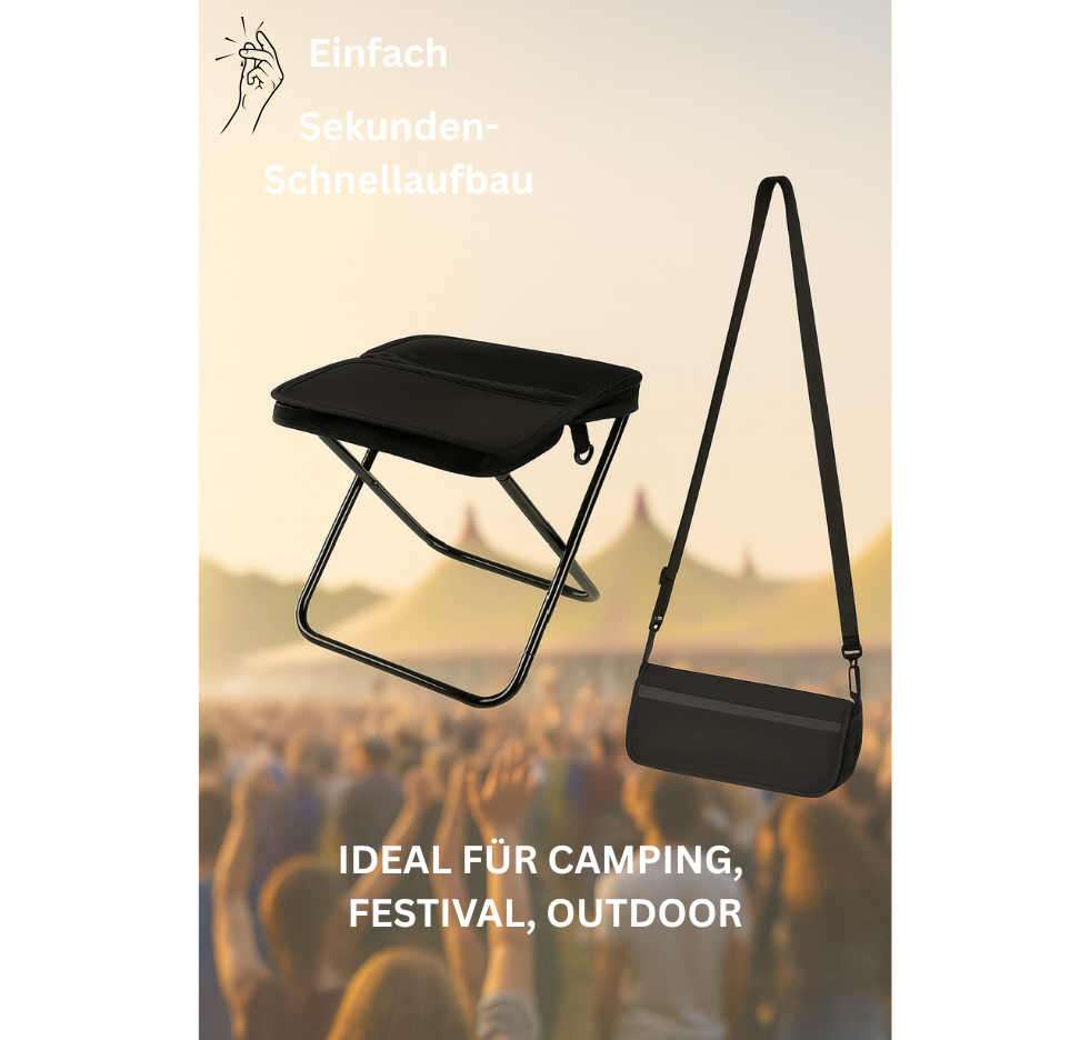 PocketSeat™ – Faltbarer Taschenstuhl | Dein Sitzplatz für unterwegs
