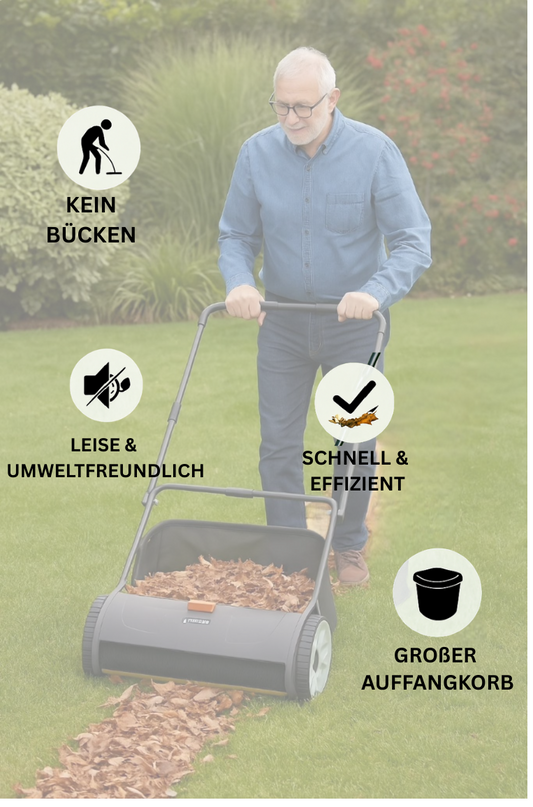 LeafEase™ – Manueller Rasen- & Laubsammler (103 L) | Rückenschonend & effizient